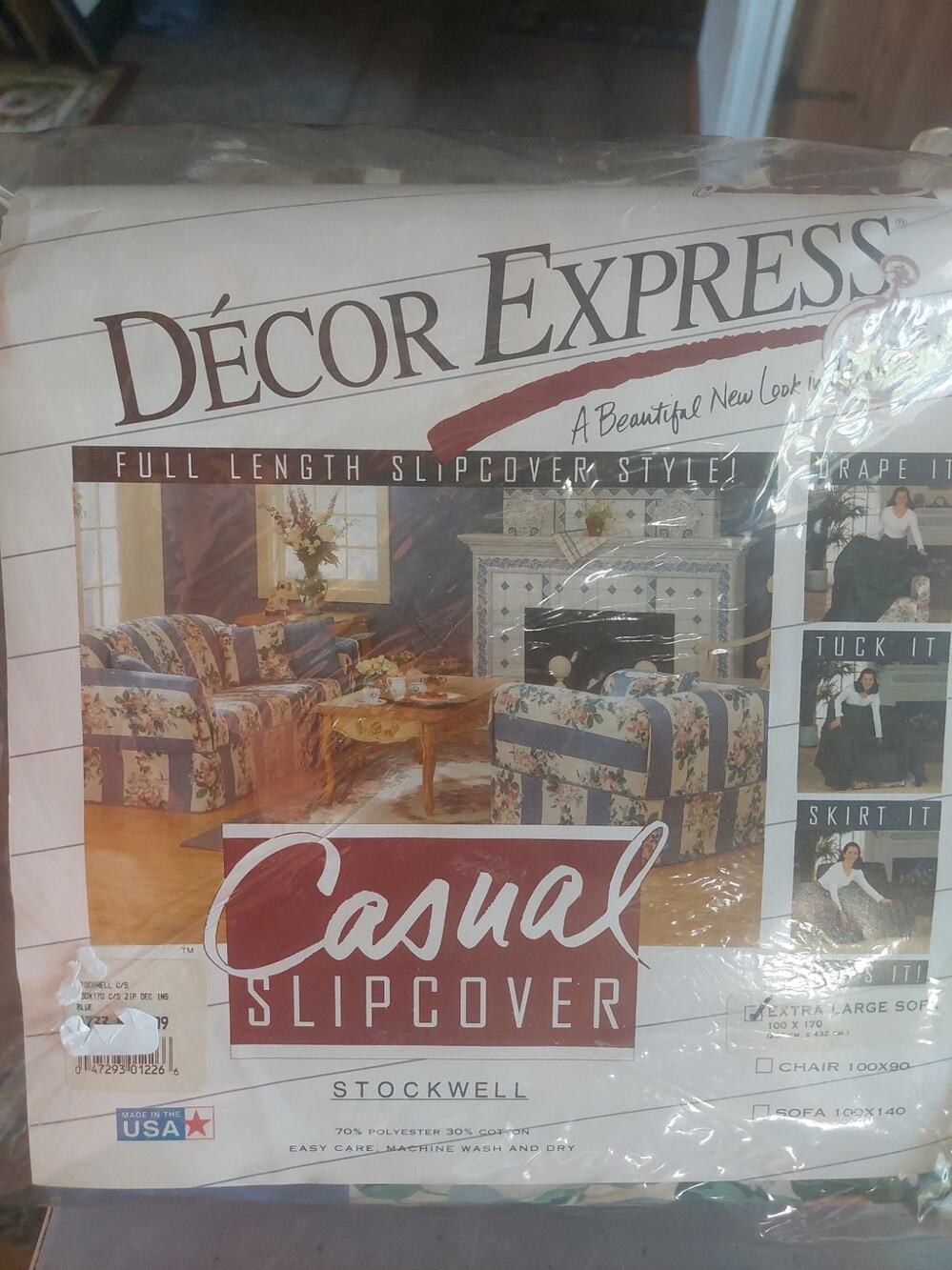 VTG DECOR express Sofa Cover Floral Cottage Core Granny 1990's Cabbage Roses